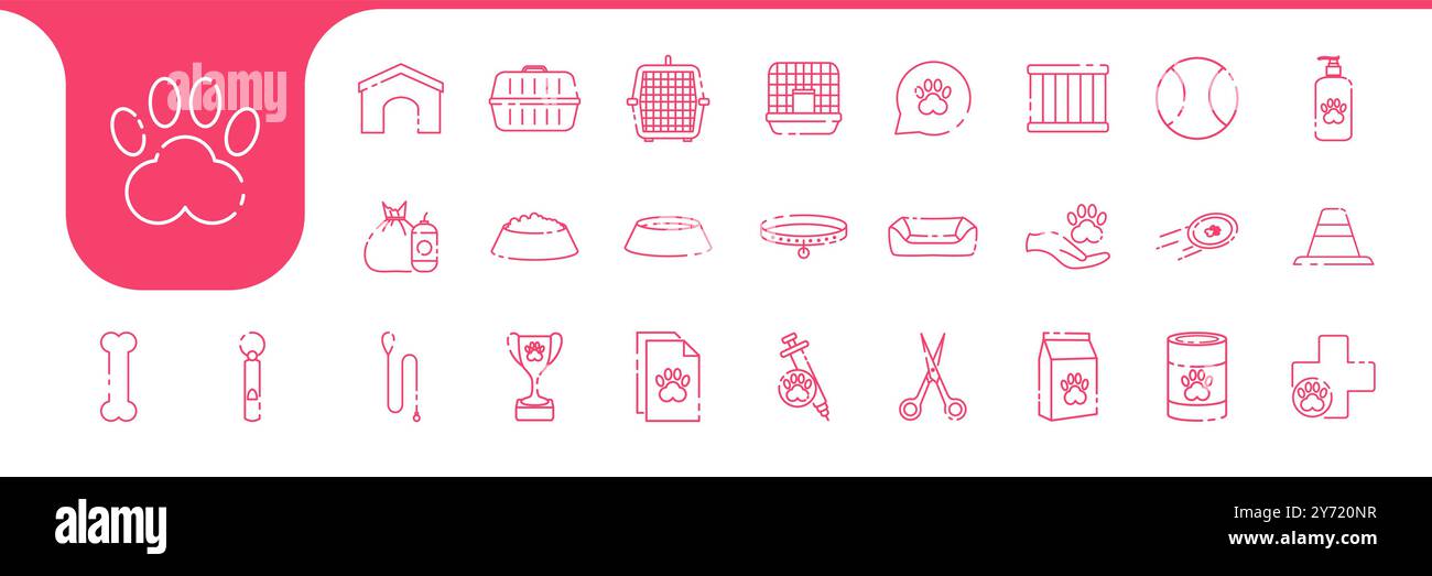 pets care and cargo line icon set collection design vector Stock Vector