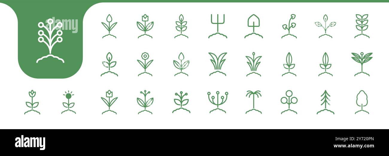 gardening line icon set collection design vector Stock Vector