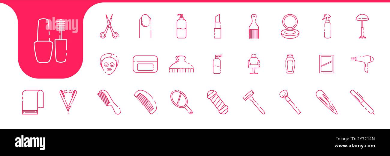 salon lines icon set collection design vector Stock Vector