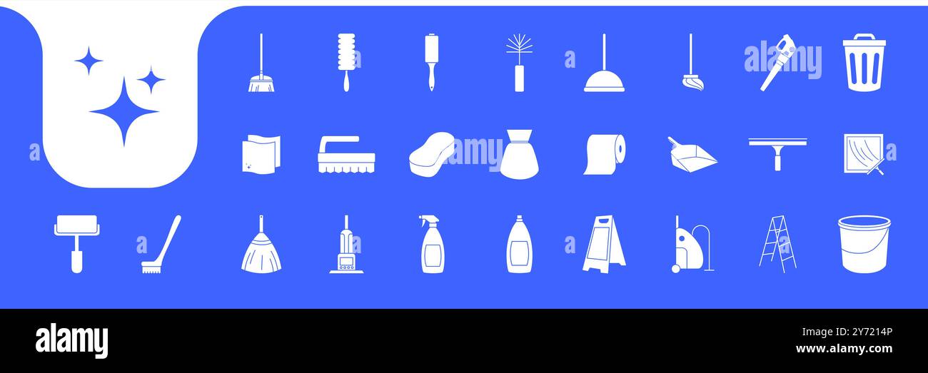 cleaning service equipment icon set collection design vector Stock Vector