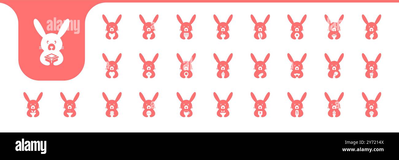 rabbit cute icon set collection design vector Stock Vector Image & Art ...