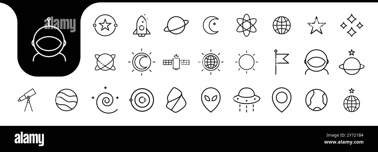 astronaut line icon set collection design vector Stock Vector