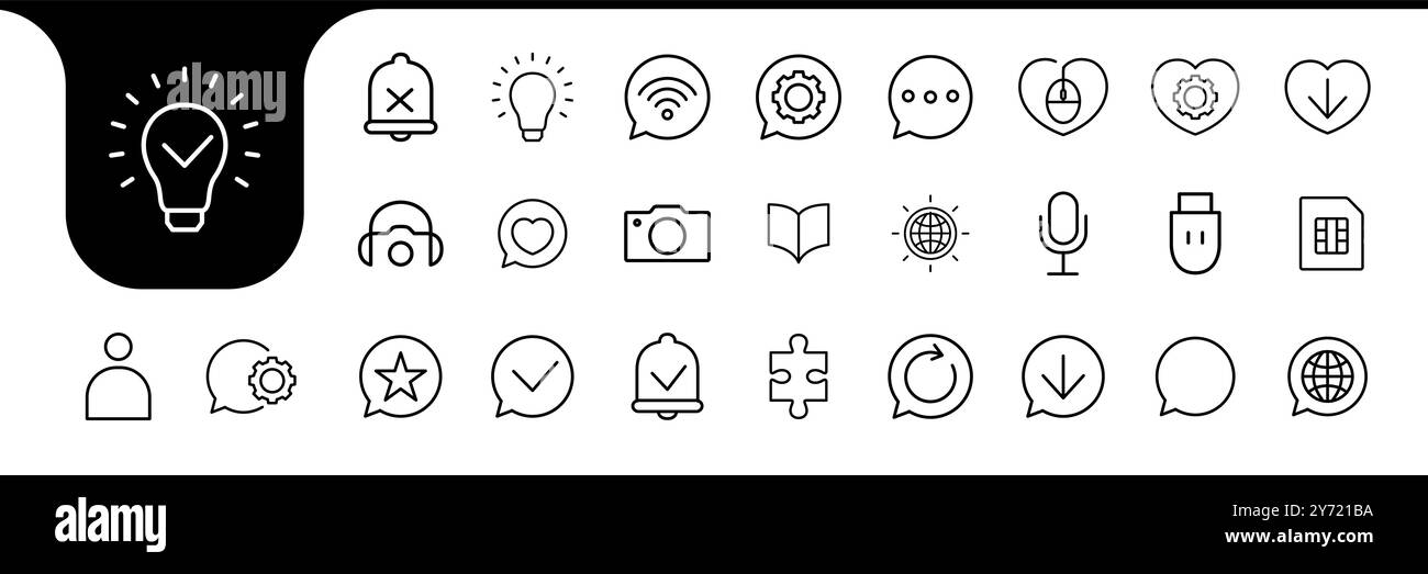 bubble chat line icon set collection design vector Stock Vector