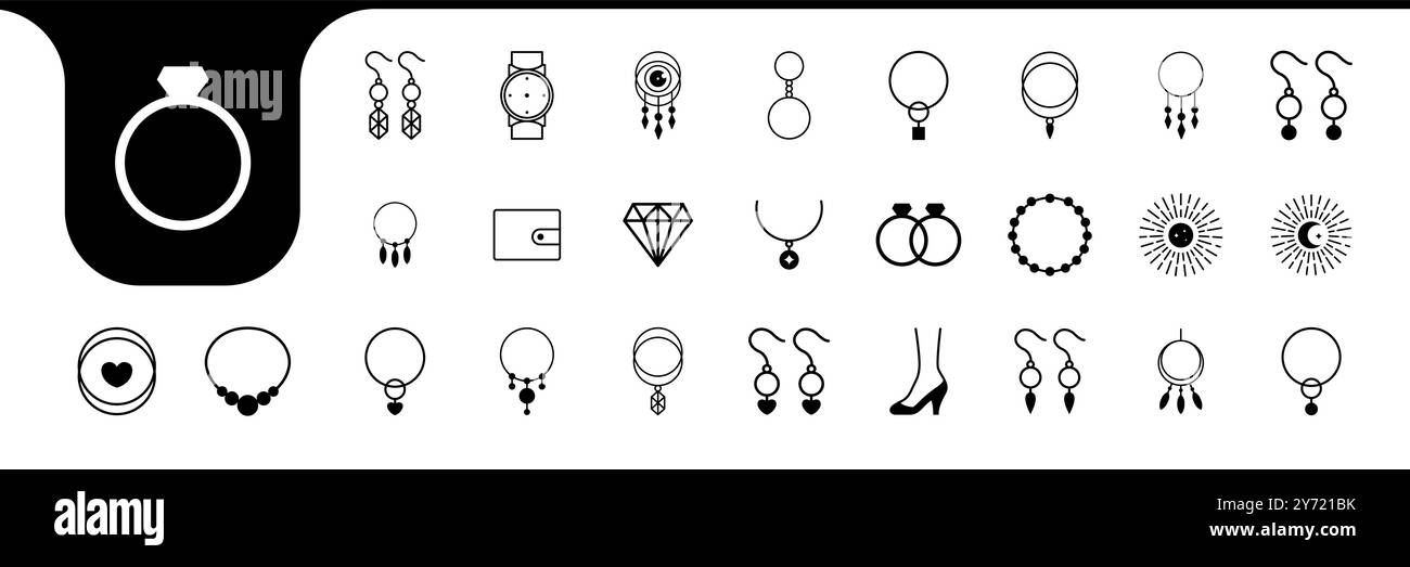 women accessories line icon set collection design vector Stock Vector