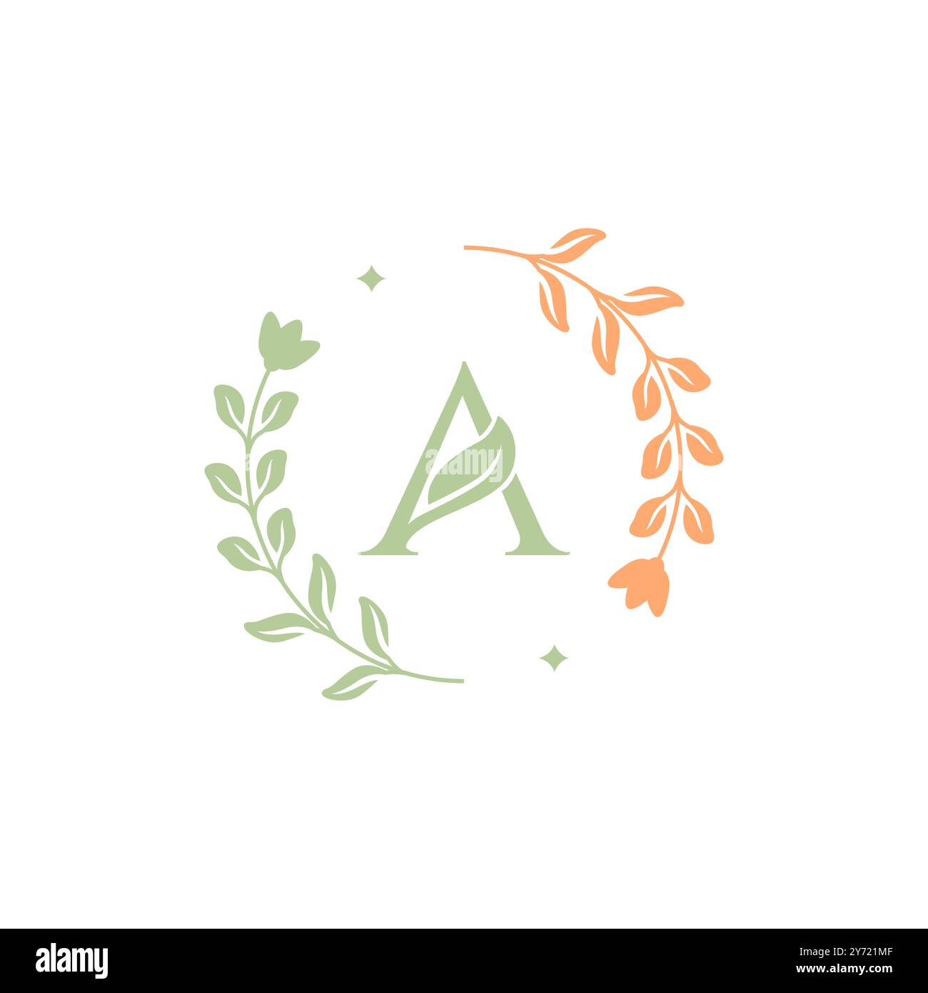 circle leaf badge feminine simple logo design vector Stock Vector