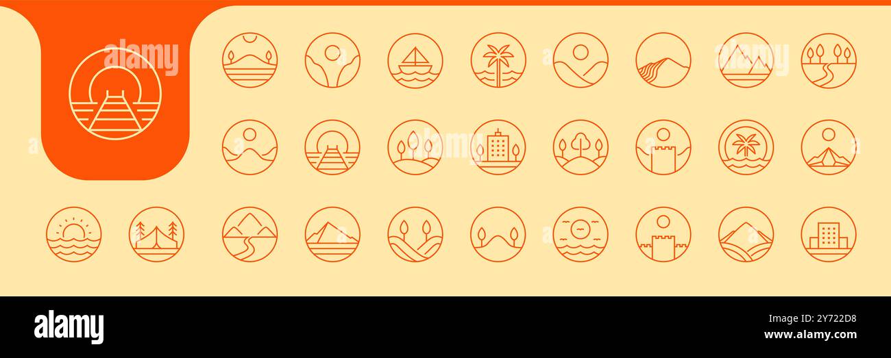 outdoor destination holiday line icon vector designs Stock Vector