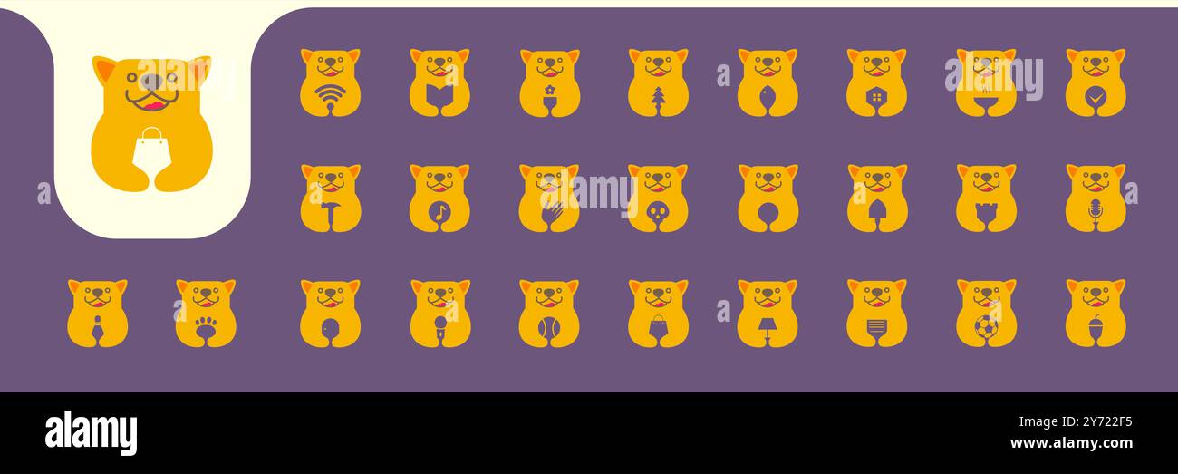 cute cat colorful mascot icon vector designs Stock Vector