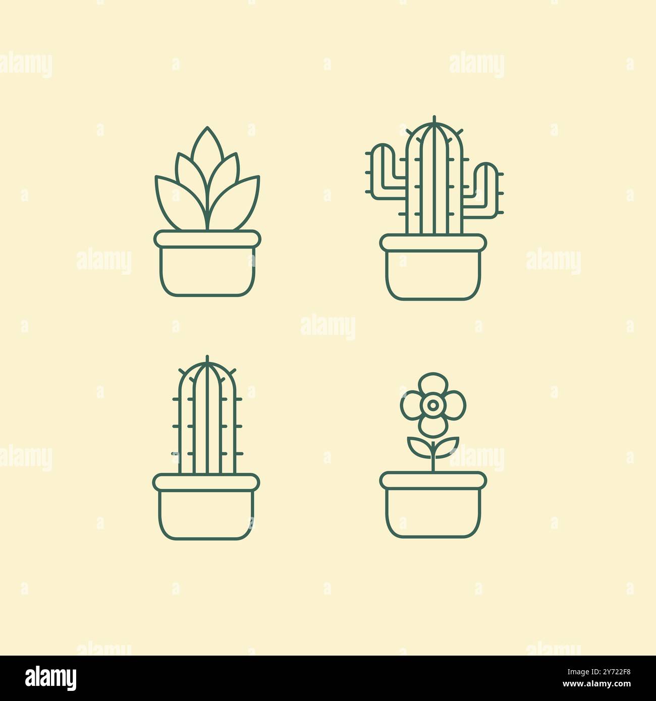 plant decor line set icon design vector Stock Vector
