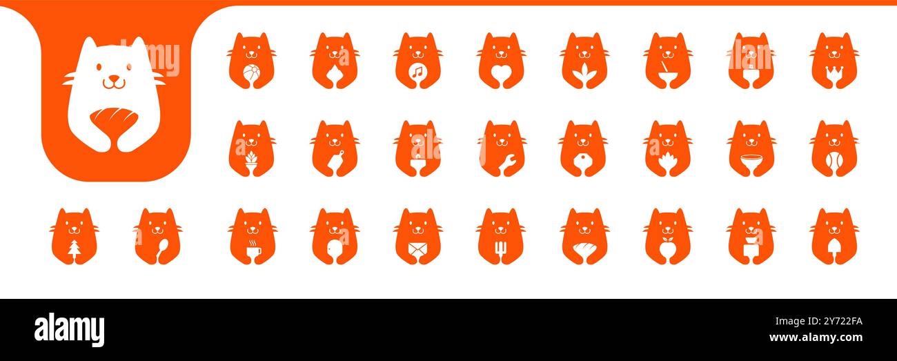 cute cat mascot flat icon vector designs Stock Vector