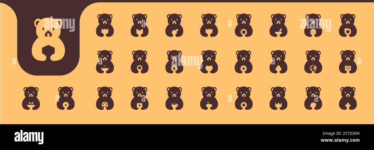 baby bear flat mascot icon vector designs Stock Vector