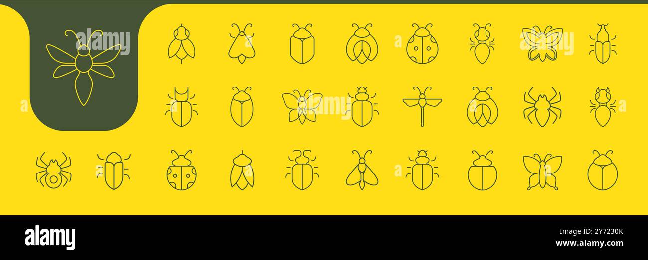 insect kinds line minimal icon vector designs Stock Vector