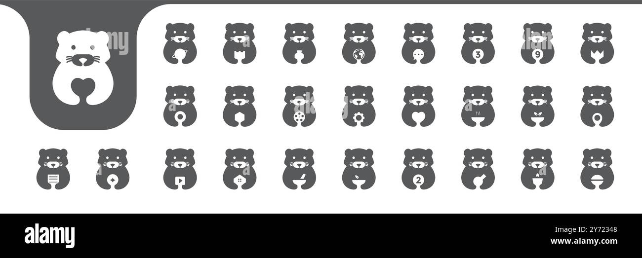beaver animal cute icon vector designs Stock Vector