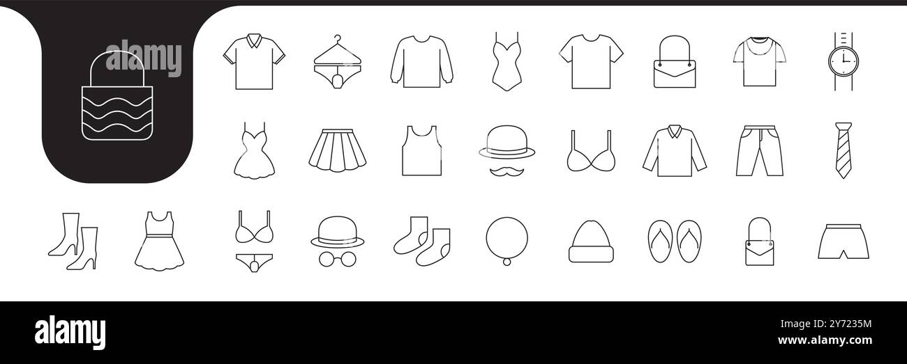 clothing outfits line minimal icon vector design Stock Vector