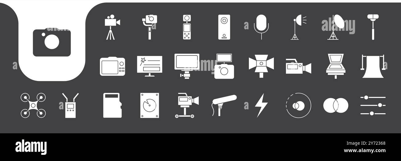videographer flat modern icon set collection vector design Stock Vector