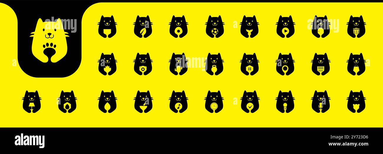 cute cat holding, mascot flat icon vector designs Stock Vector