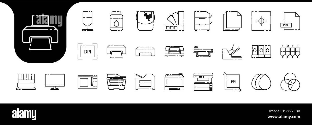digital printing tools modern line icon vector designs Stock Vector