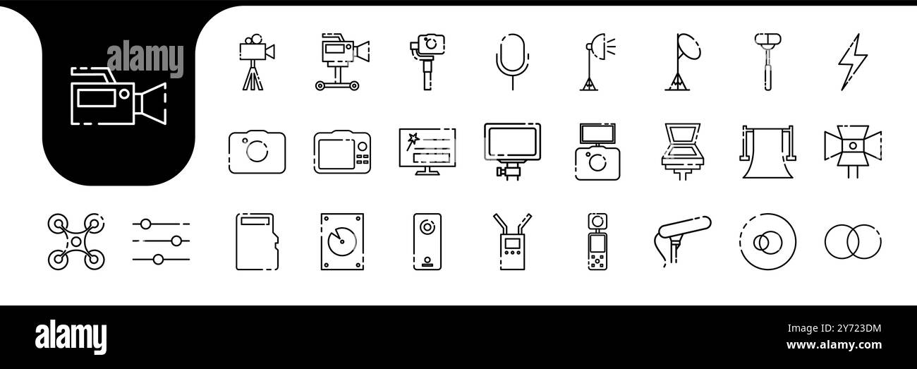 videographer lines modern icon set collection vector design Stock Vector
