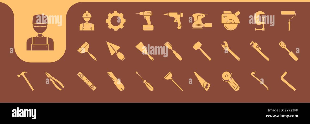 handyman icons set collection design vector Stock Vector
