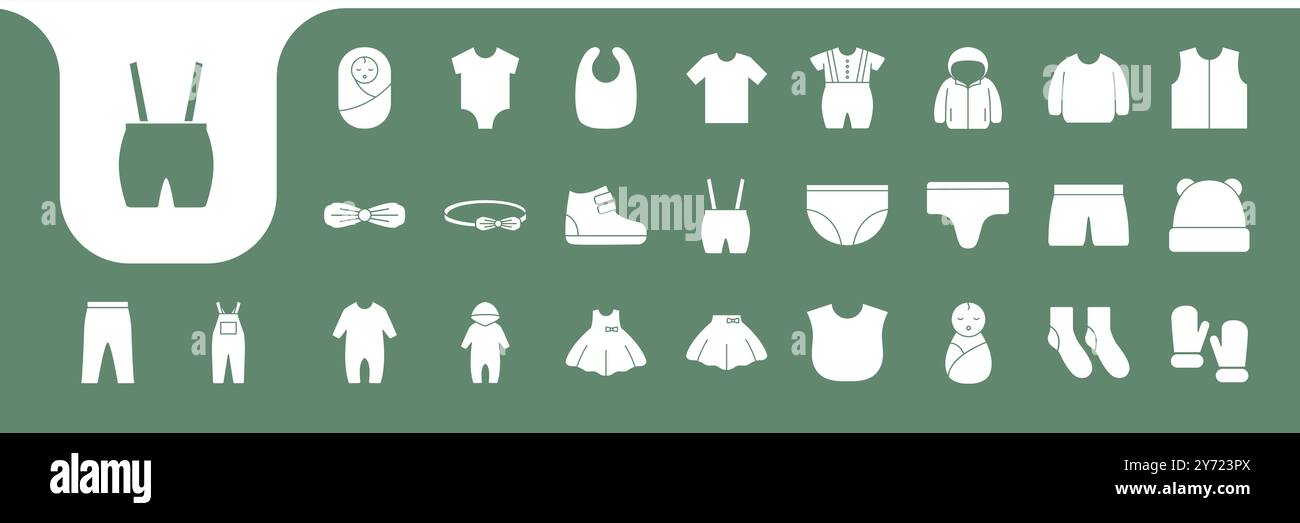 baby cloth icons set collection design vector Stock Vector