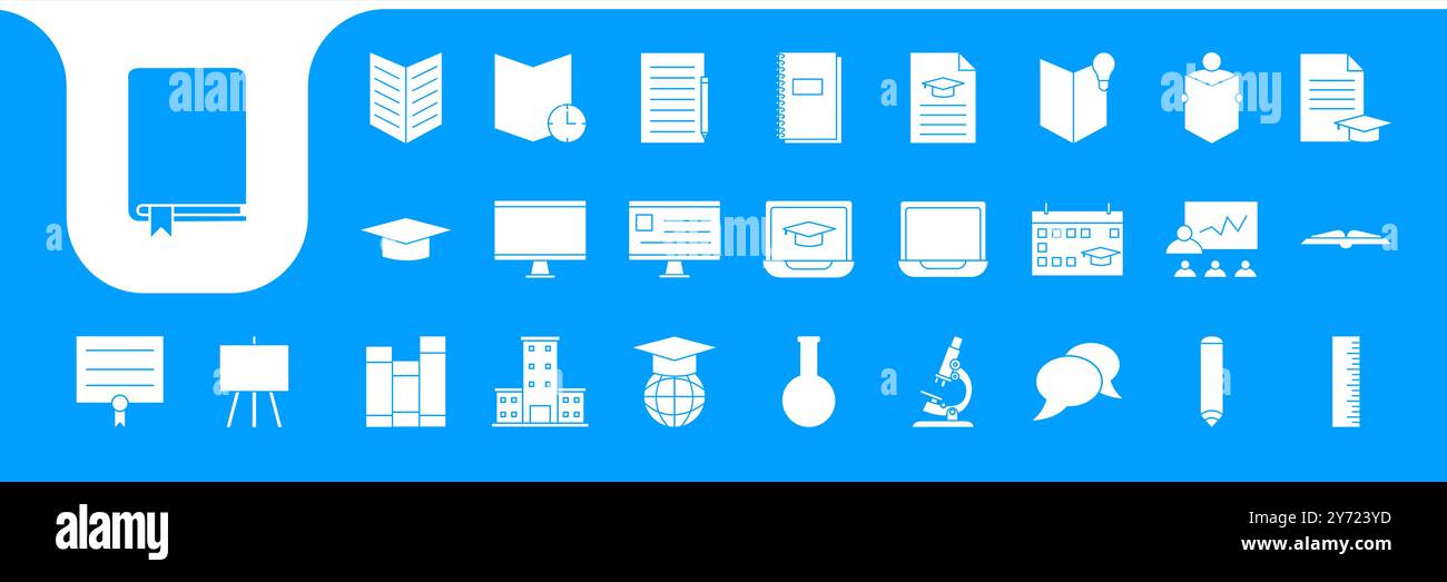 education flat icons set design vector Stock Vector