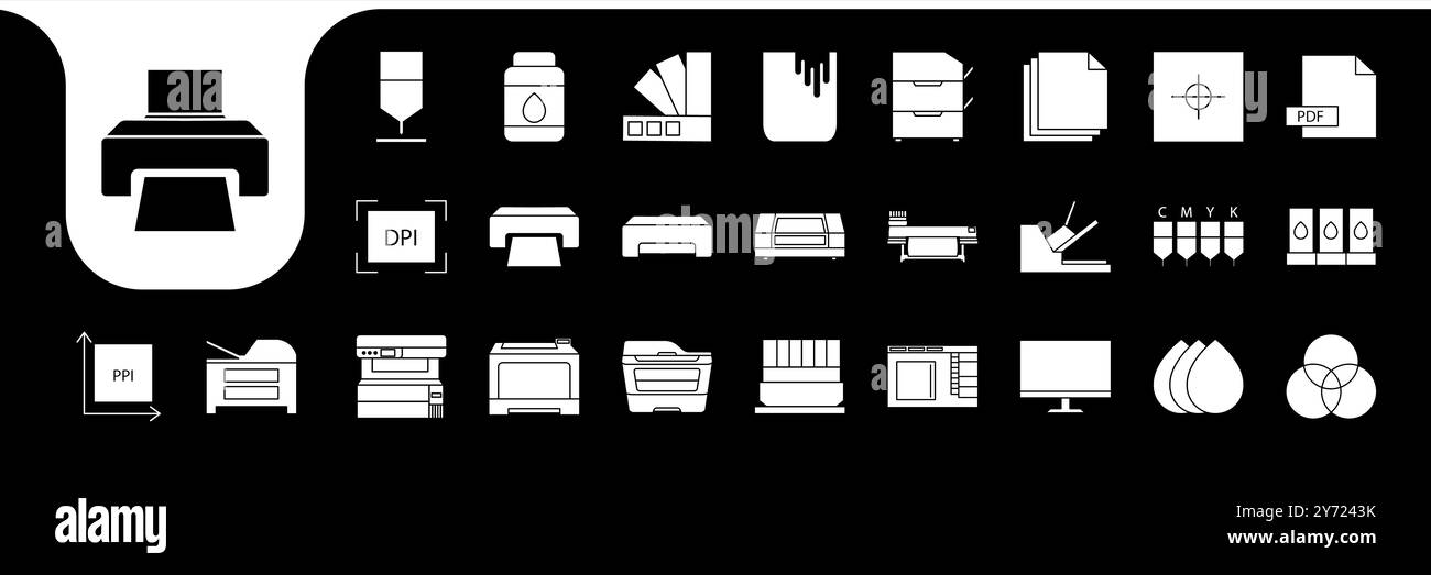 digital printing tools modern icon vector designs Stock Vector