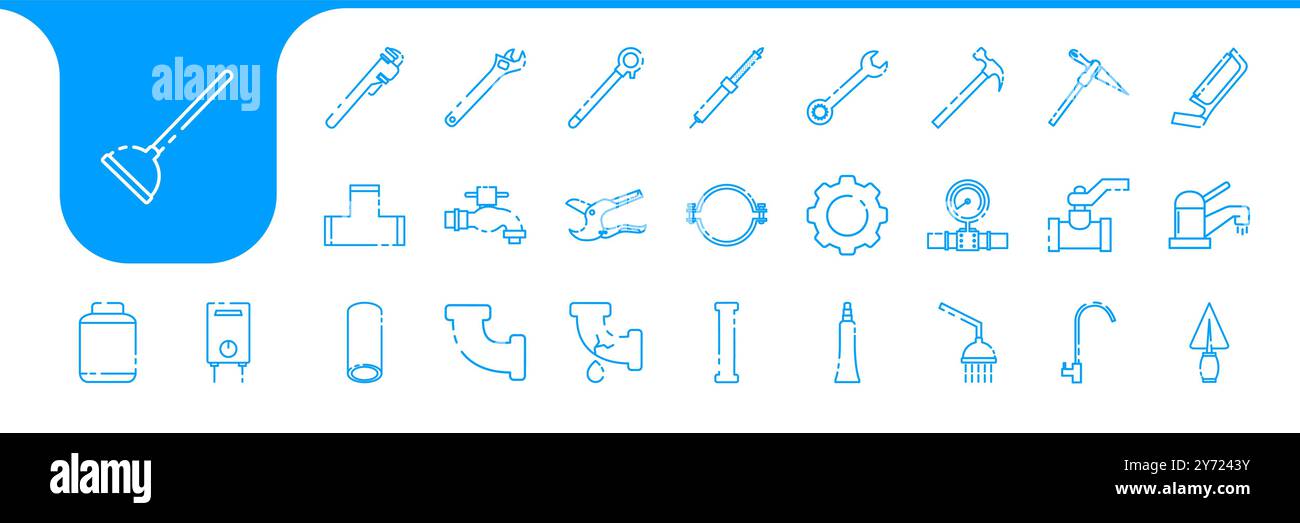 plumbing tools lines icon vector design Stock Vector