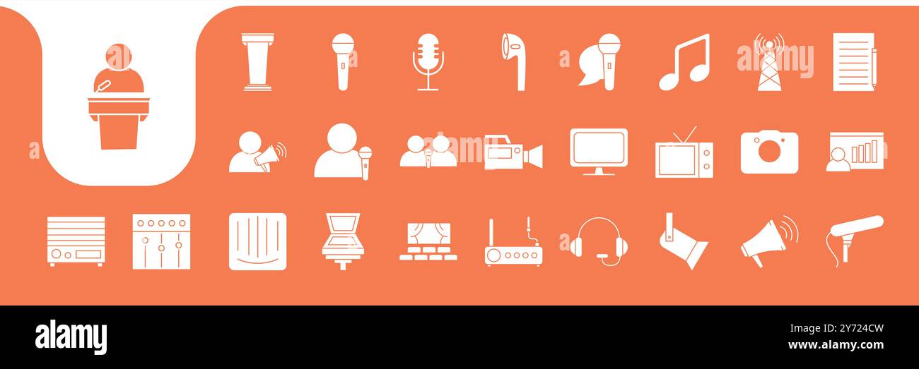 announcer flat icons set design vector Stock Vector