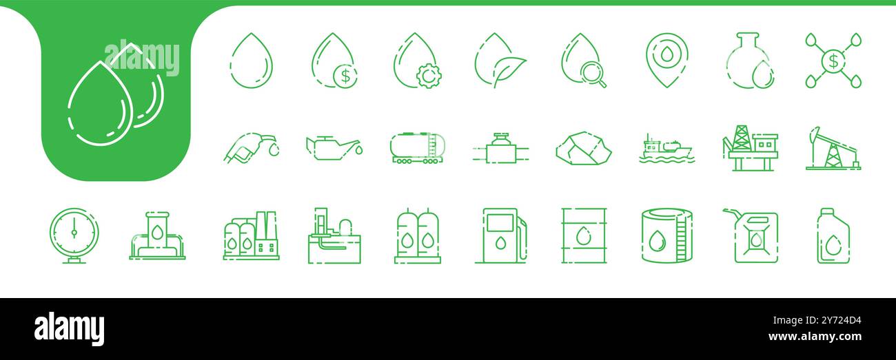 petroleum line icons set design vector Stock Vector