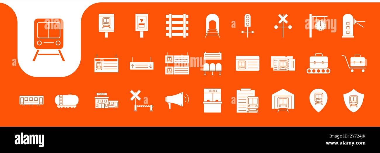 train transport flat icon set collection vector design Stock Vector