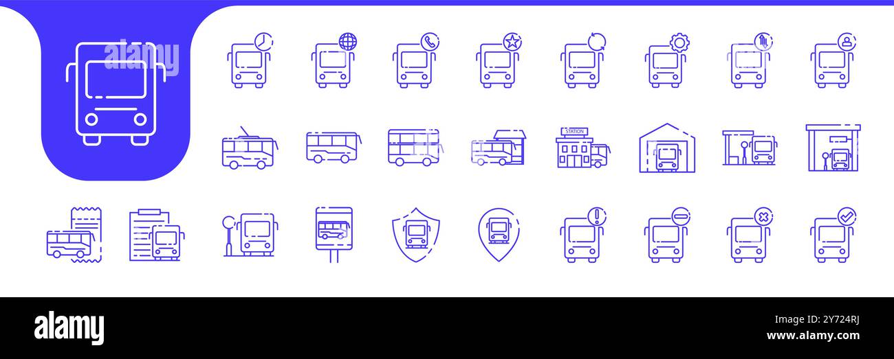 bus transport line modern icon set collection vector design Stock Vector
