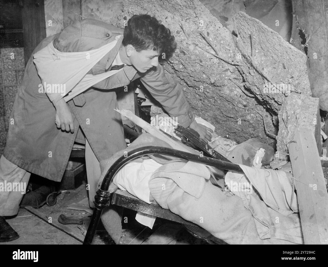 9 November 1940 Lucky escape after a collapsed ceiling crushed the bed ...
