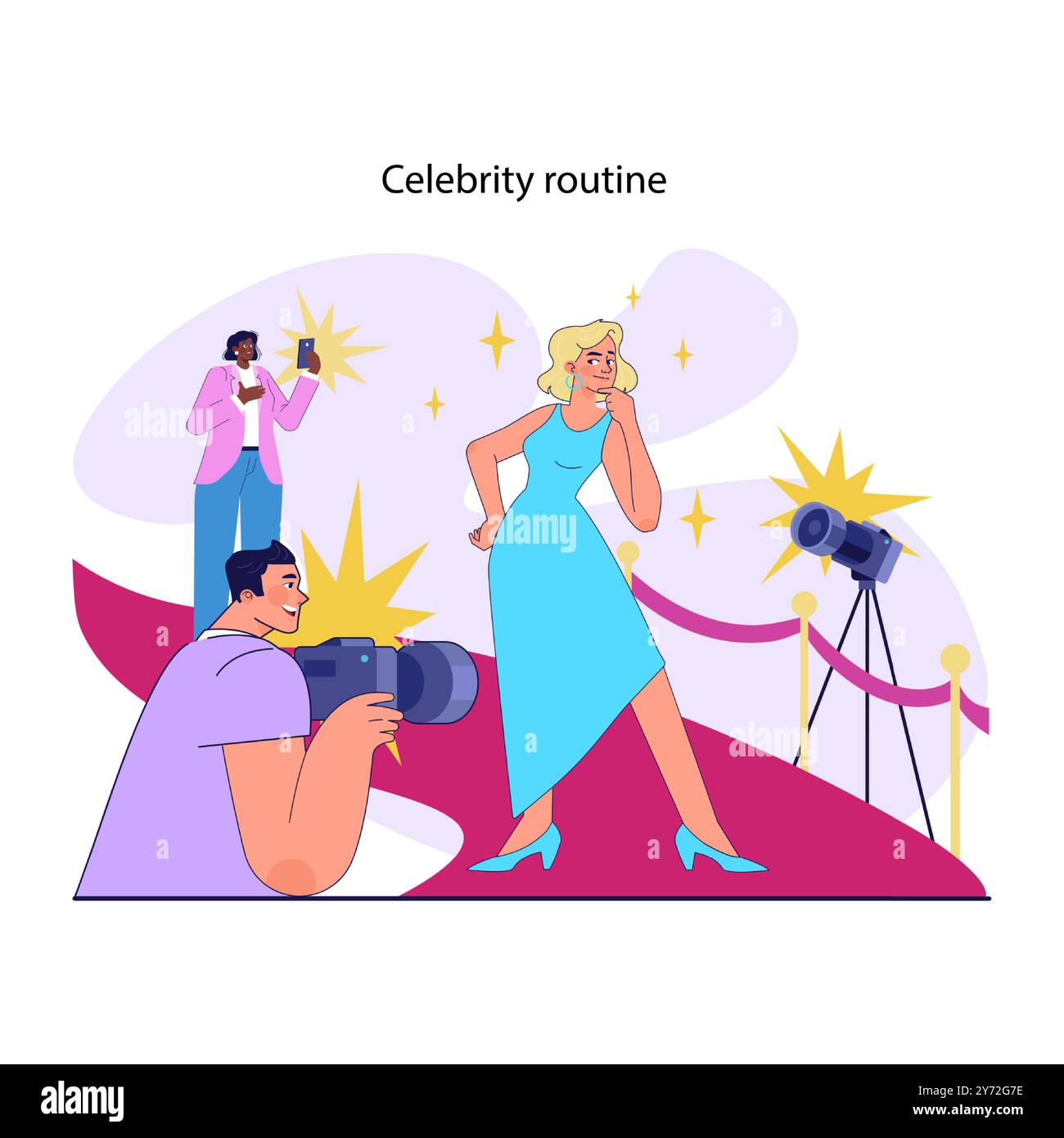 Celebrity routine. Movie or music star, famous person at the red carpet