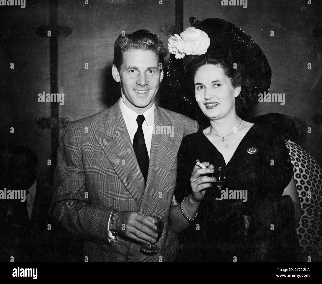 French film star Jean Pierre Aumont (left) in England to play Prince Leopold of Sare-Coburg opposite Cecil Parker's Prince Regent in the Columbia picture 'The First Gentleman', pictured with Margaretta Scott, who has a supporting role in the film, in London tonight. Work on the picture begins at Netlefold Studios. 25 June 1947 Stock Photo