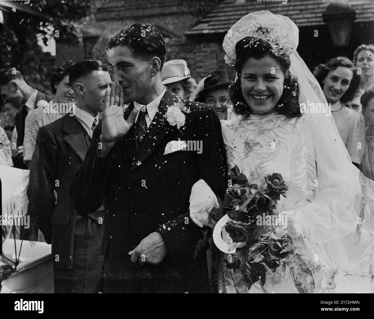 The 23-year-old Russian girl who recently escaped from Austria married thisErnest Frederick Hall at Haddenham Parish church, Buckinghamshire. She had been arrested in a Russian zone while trying to travel to England. 31 May 1947 Stock Photo