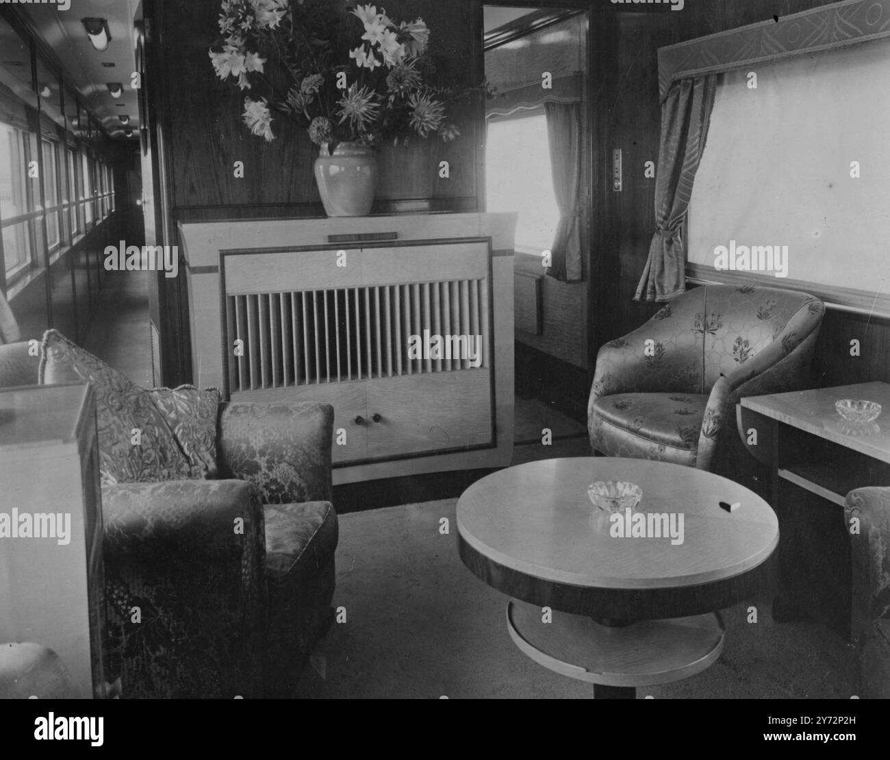 Royal visit preparations. The Queens stay room on the Royal Train.  12 February 1947 Stock Photo