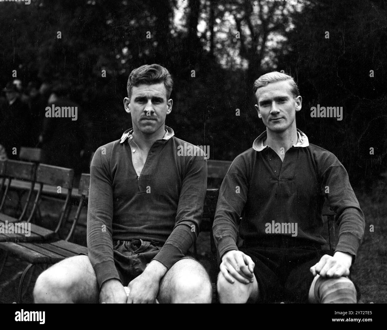 Oxford University Rugby Team Travers (left) and Bridge (right)  1946 Stock Photo
