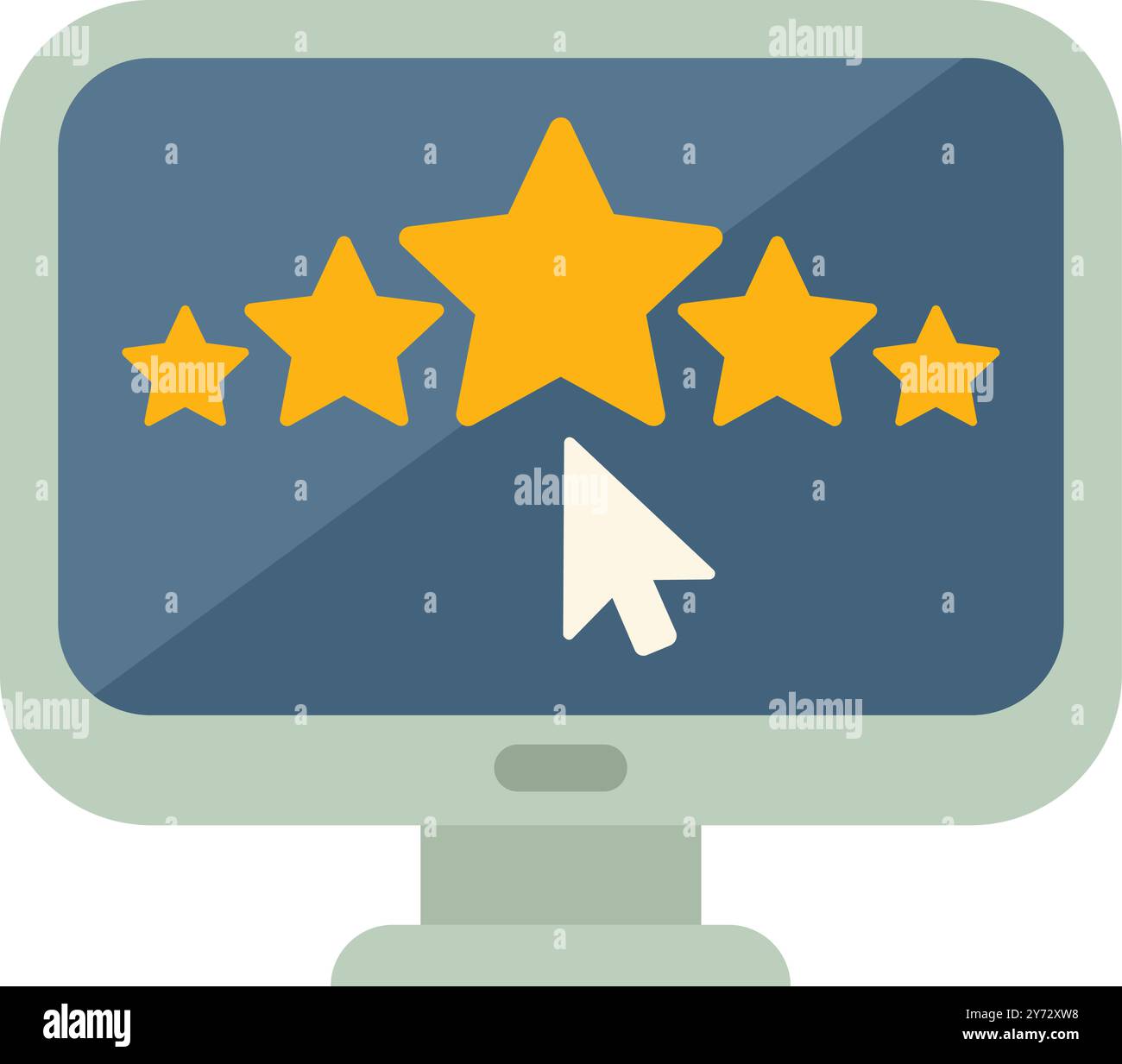 Five star rating on a computer monitor with mouse cursor clicking on ...