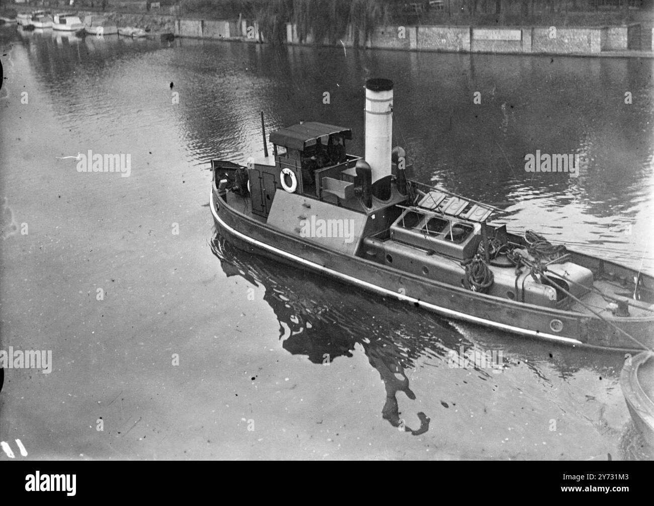 White tug boat Black and White Stock Photos & Images - Alamy