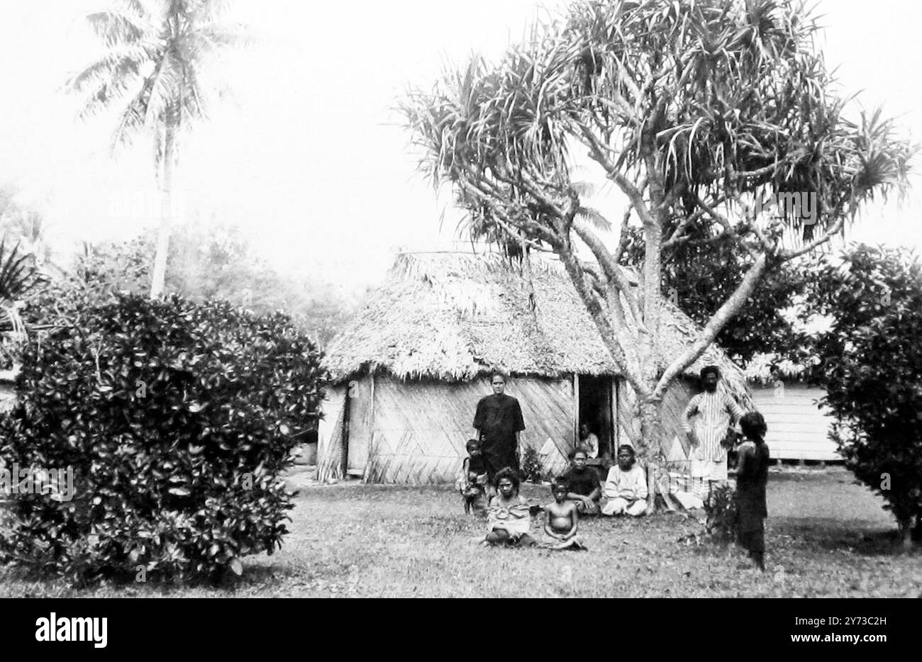 Village in Tonga, Victorian period Stock Photo