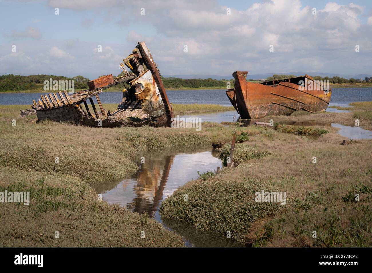 Fleetwood marsh ship wrecks Stock Photo