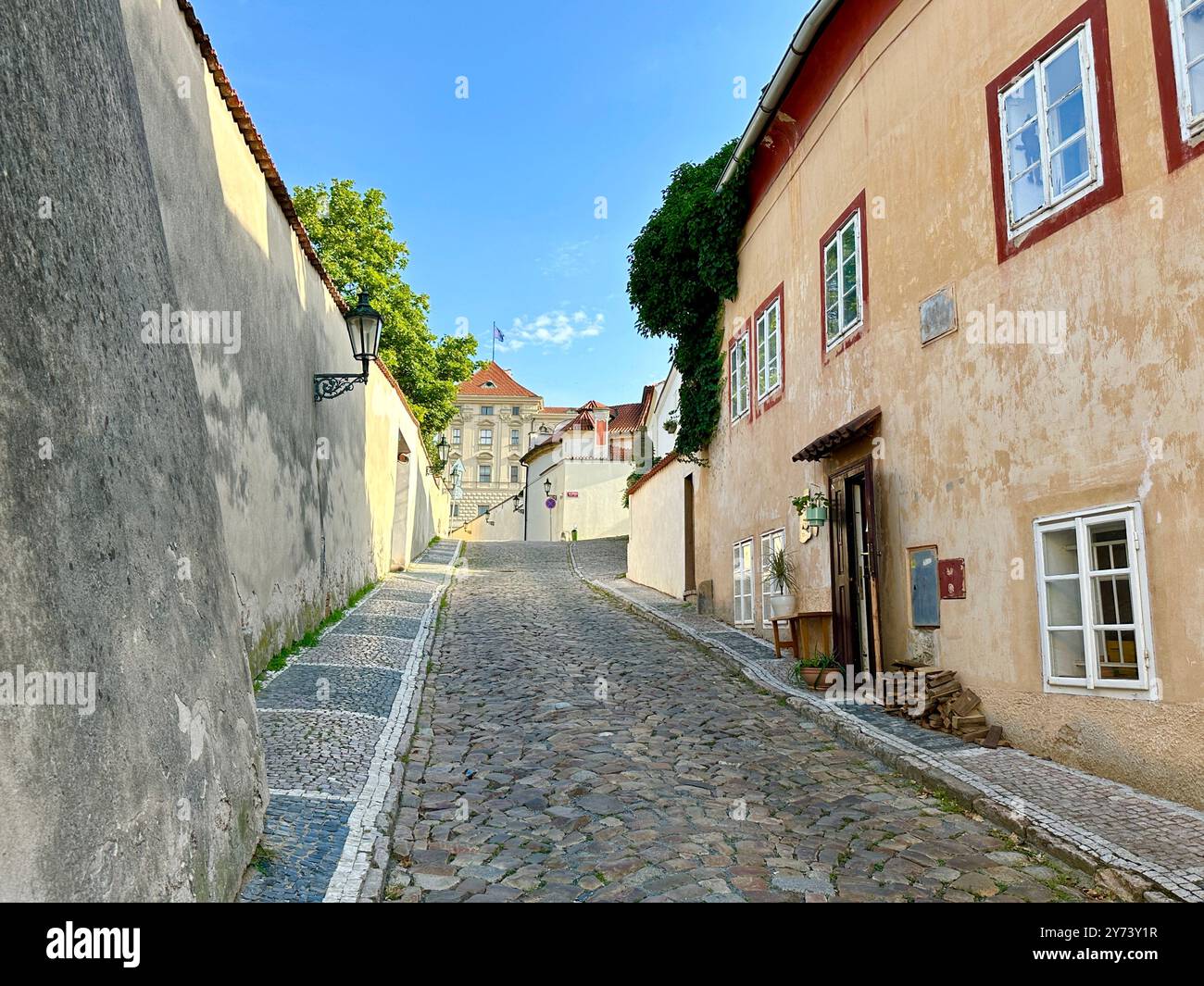The photograph showcases a medieval European cityscape in summer, featuring vibrant rooftops and intricate architectural details. - Smartphone Captured Stock Image
