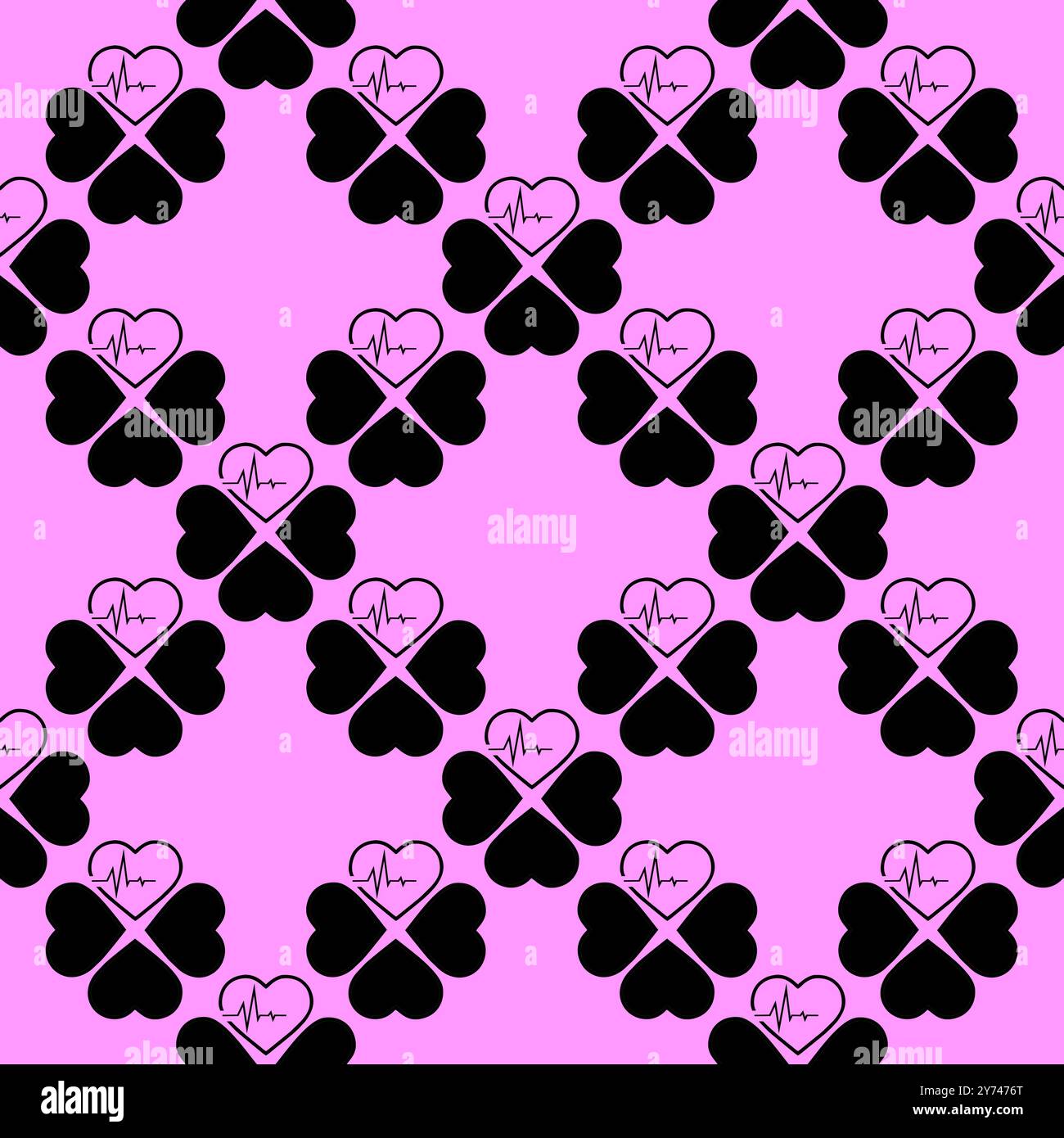 simple seamless pattern of black hearts on a pink background, texture ...