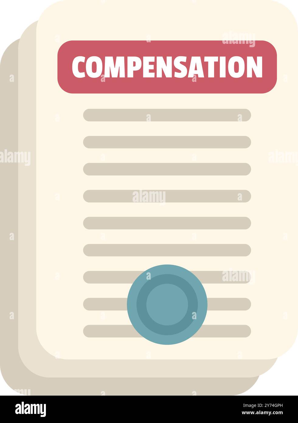 Compensation agreement document with blue stamp icon showing payment ...
