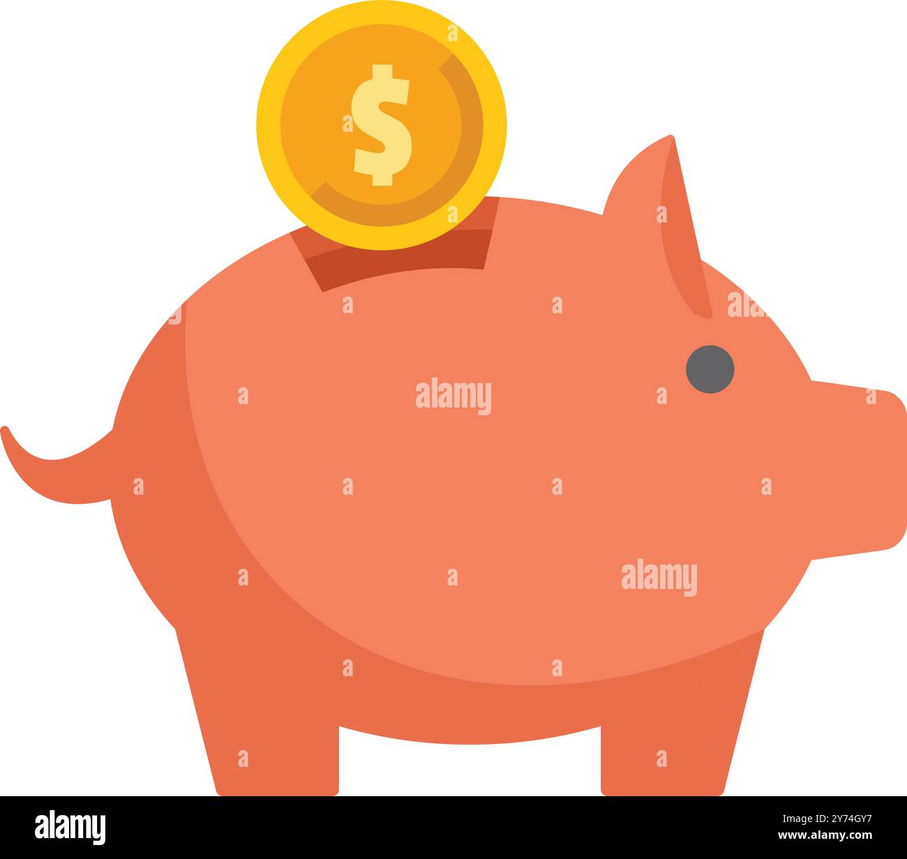 Pink piggy bank receiving a gold coin, representing the concept of ...