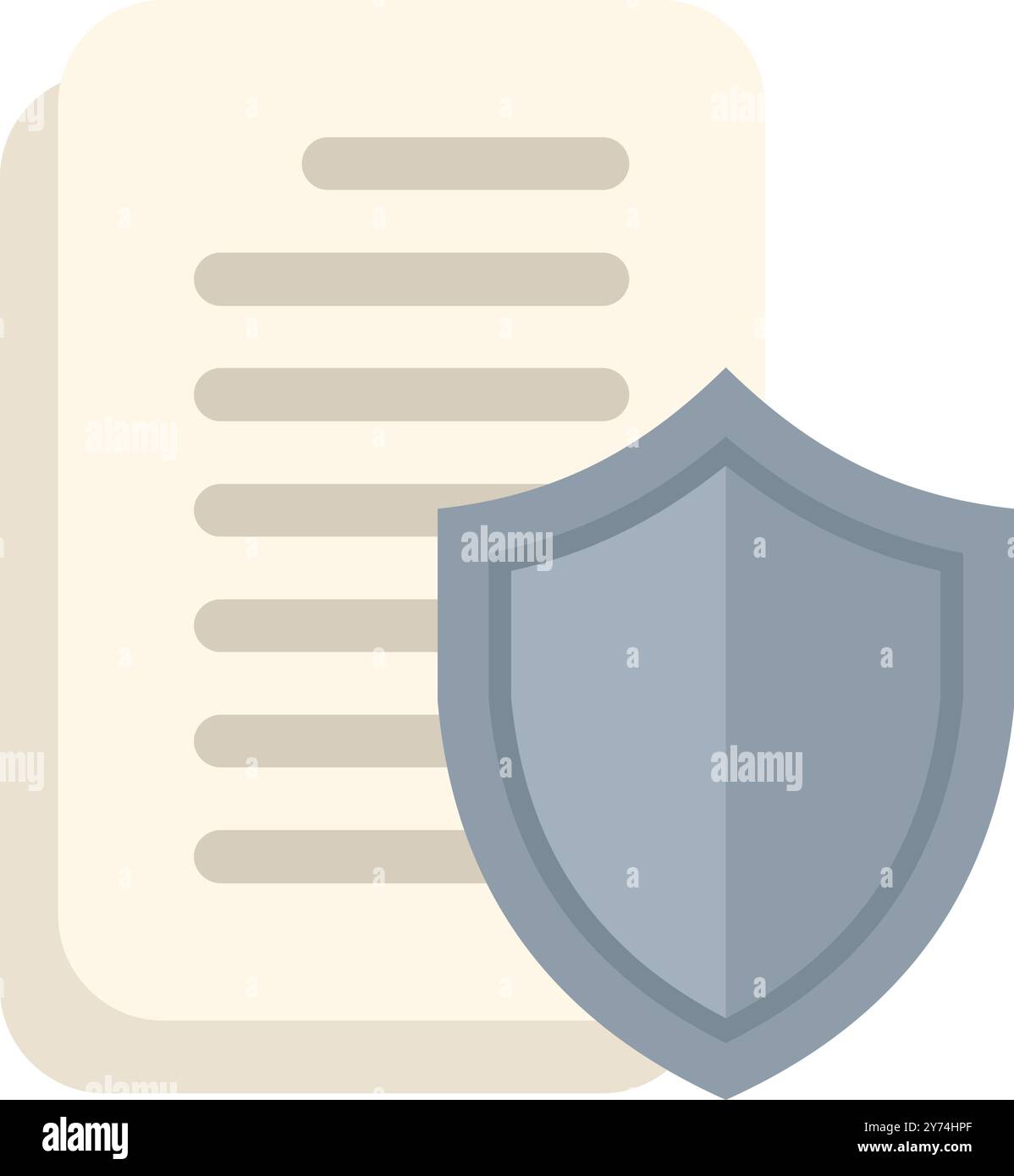 Icon showing a shield protecting a document, illustrating the concept of data protection Stock Vector
