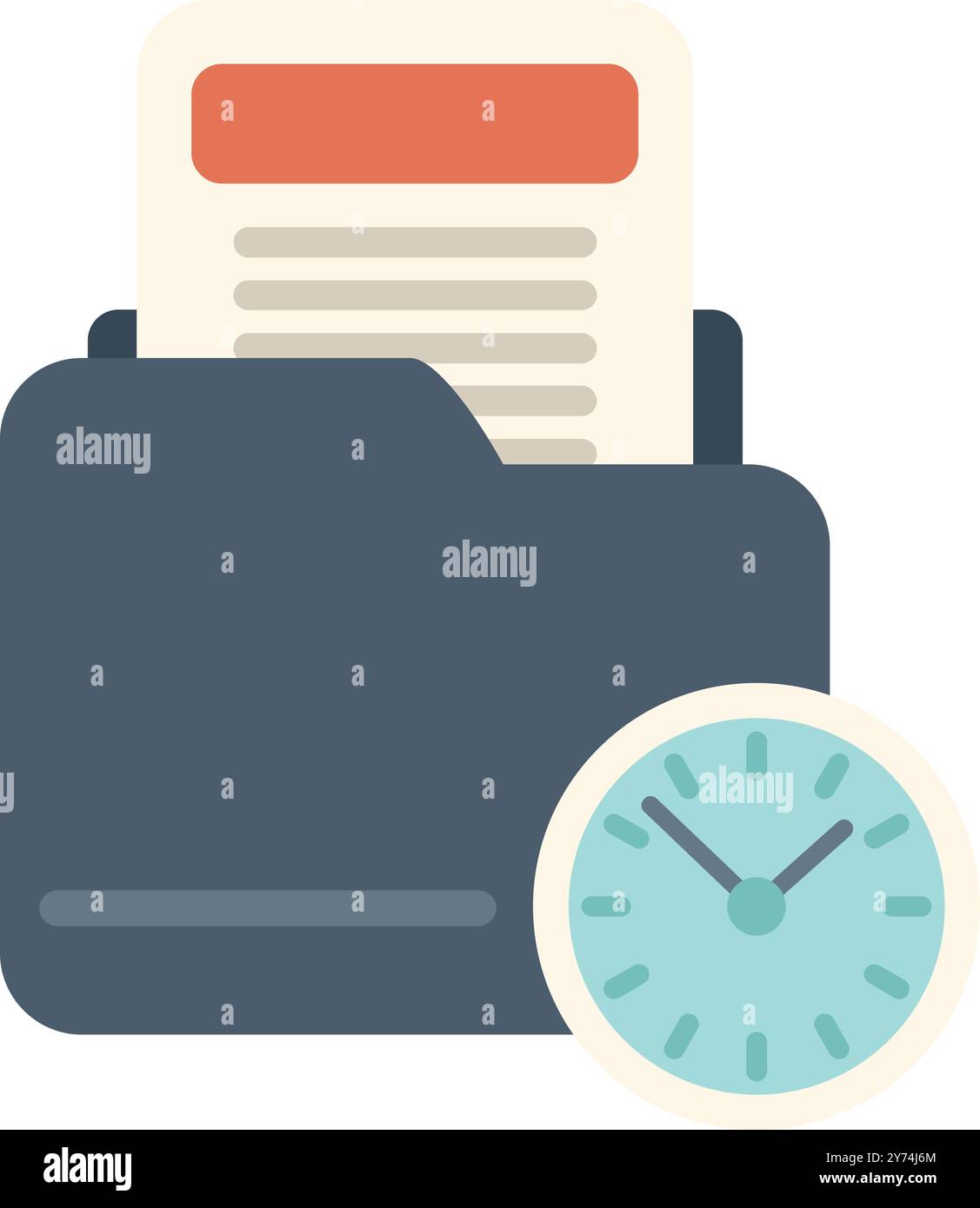 Reminder for submitting documents with time limit approaching, clock ticking showing urgency to meet deadline Stock Vector