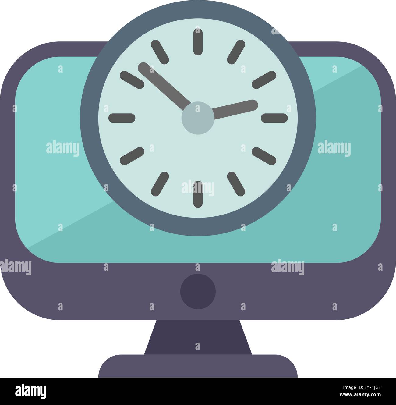 Clock displaying on a computer screen representing the concept of time ...