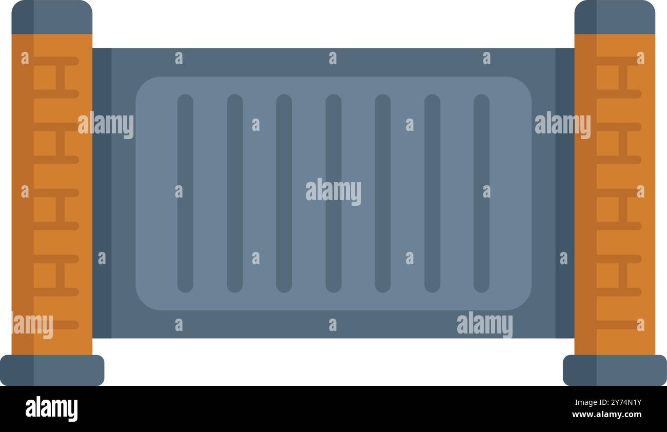 This vector illustration features an automatic sliding gate closing ...