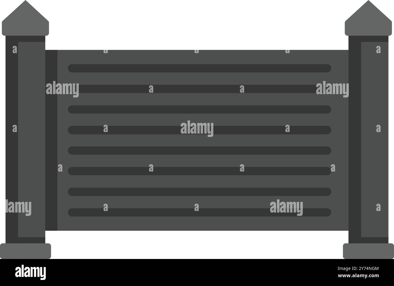 Simple black metal fence standing alone on a white background Stock ...