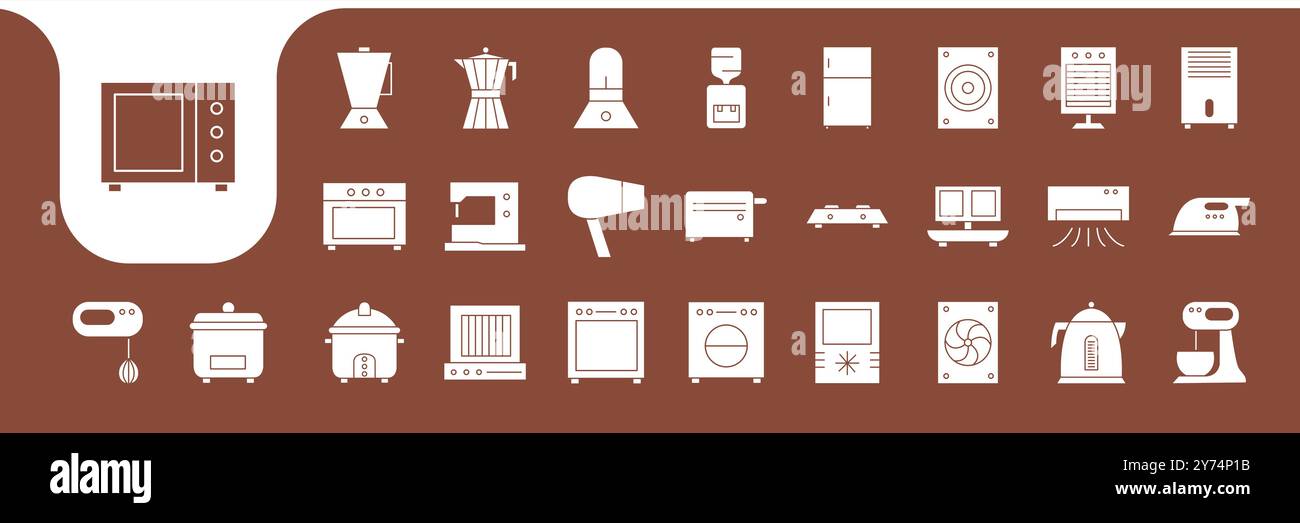 house appliances modern flat icon set collection vector design Stock Vector